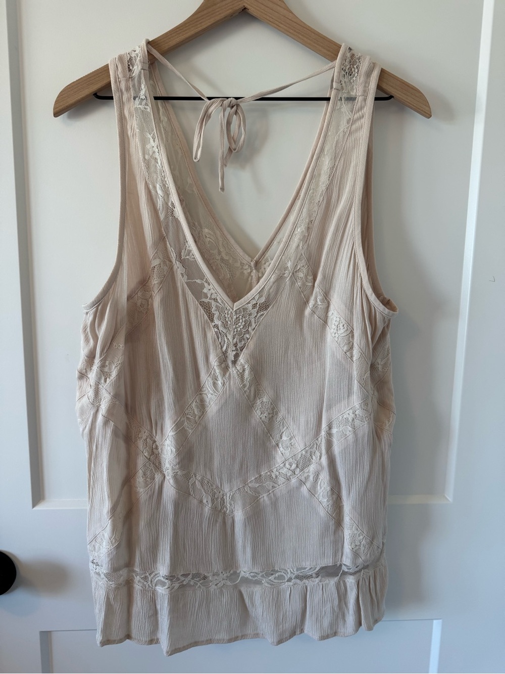 Y2K American Eagle Outfitters Lace Trim Boho Peplum Cami Tank Top Size XXL - Picture 2 of 3
